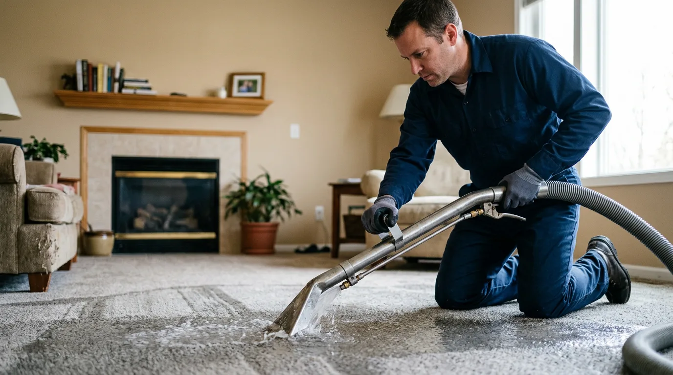 Water damage restoration technician working near Halifax, PA
